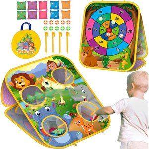 BeanBag Toss Game Kids Outdoor Toys,DoubleSided Foldable Cornhole Board Backyard